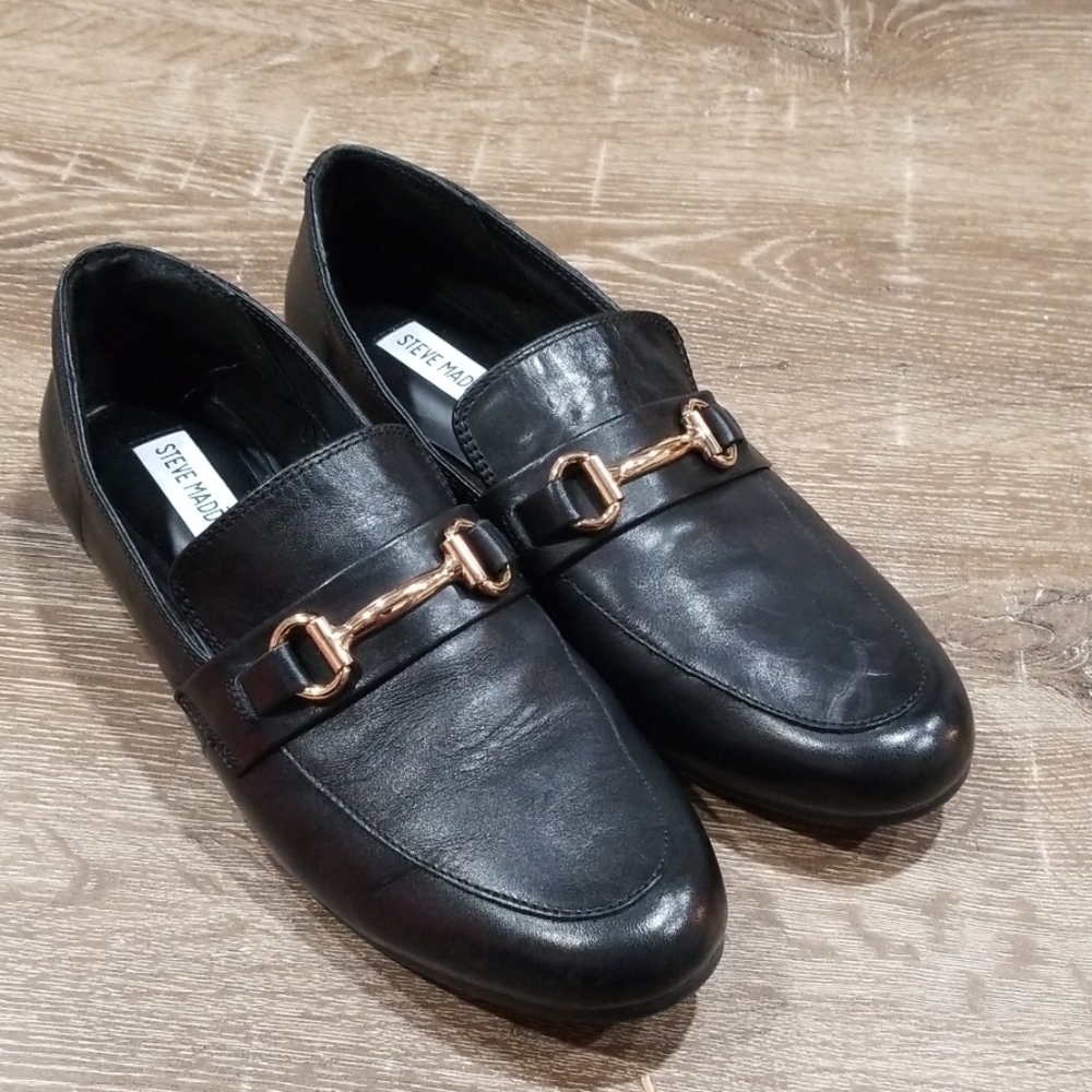 Steve Madden Kerry black leather horsebit loafers